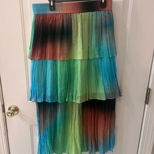 Multicolor Tiered Women's Silk Skirt